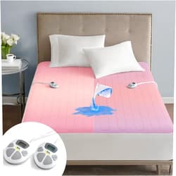 Serta Waterproof Heated Mattress Pad - Electric Bed Warmer with 10 Heat Settings, Auto Shut Off Timer, ETL Certified Electric Mattress Pad, Elastic Deep Pocket, Machine Washable, White Queen
