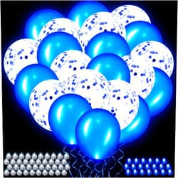Halloscume 60pcs LED Balloons & Lights Set, Reusable Glow Balloon Balls in Blue for Outdoor Activities, Birthday, Anniversary, Wedding Concert Decorations