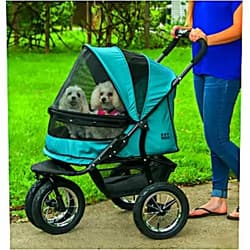 Pet Gear NO-Zip Double Pet Stroller, Zipperless Entry, for Single or Multiple Dogs/Cats, Plush Pad + Weather Cover Included, Large Gel-Filled Tires, 1 Model 3 Colors