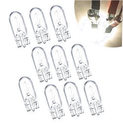 Nowkont 10 PCS Flat Foot T10 Car Small Light, High Transmittance Instrument Light, Halogen Width Indicator Light, Universal for Most Cars, Trucks and Vans (White #03)
