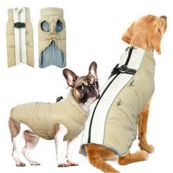 IDOMIK Warm Dog Coat with Built-in Harness,Dog Winter Coat,Dog Cold Weather Coats Zipper,Water-Repellent Dog Jackets Thicken Dog Fleece,Windproof Dog Snow Jacket Snowsuit for Small Medium Large Dogs