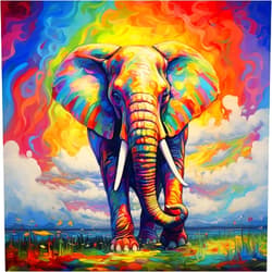 CHOSIGHT 5D Diamond Art Painting Elephant Kit - DIY Paint with Diamond Art Colorful Round Full Drill Craft, Home Decor Embroidery Set with Canvas, Tools, Sparkling Diamonds - 12x12 inch