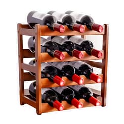 LYRWISHLTD Tabletop Wine Rack Bamboo Wine Rack Sturdy and Durable Wine Storage Cabinet Shelf, Wine Racks Countertop for Pantry- 4 Tiers 12 Bottle Wine Rack countertop wine rack