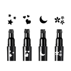Linble Shape Stamp Eyeliner Set, 4 PCs Black Felt Eyeliners and 4 Shape Stamps, Dual ended 2-in-1 Eye Makeup Pen