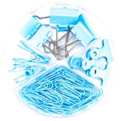 Lzzabo Binder Clips and Paper Clips, Assorted Sizes, Blue, Set of Multiple Pieces