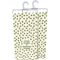 Primitives by Kathy Irish Kisses & Shamrock Wishes Dish Towel, 20 inches x 26 inches, White/Green