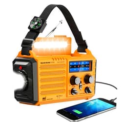 Eoxsmile Emergency Radio with NOAA Weather Alert, Portable Solar Hand Crank AM/FM Radio for Survival,Rechargeable Battery Powered Radio,USB Charger,Flashlight,Reading Lamp,for Home Outdoor