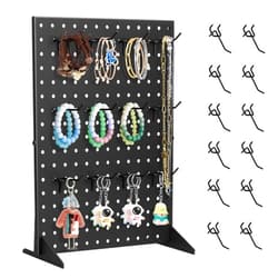 Acfunique Peg Board Display Stand for Vendors with 12 Hooks Metal Tabletop Pegboard Display Stand for Craft Shows 17