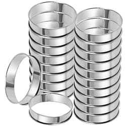 MUKLEI 20 Pack 4 Inch English Muffin Rings, Double Rolled Tart Ring, Stainless Steel Crumpet Rings Nonstick Metal Round Ring Pastry Mold for Baking, Silver