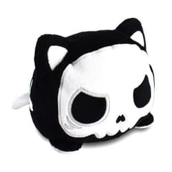 TeeTurtle - The Original Reversible Cat Plushie - White + Skeleton - Glows in the Dark! - Cute Sensory Fidget Stuffed Animals That Show Your Mood - Perfect for Halloween!, 4 inch