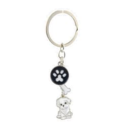 Kasoyo Key-ring Keychain,Cute Metal Small Dog Puppy Keychain Keyring Keyfob Car Bag Charm Dog Tag Chains Birthday (Bichon Frise)