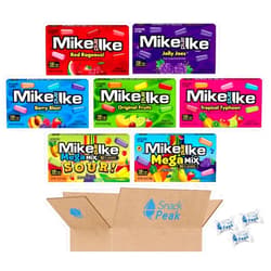 Snack Peak Mike and Ike Snack Peak Variety Gift Box 7 (4.25 oz theater boxes) – Tropical Typhoon, Berry Blast, Mega Mix, Jolly Joes, Original, Red Rageous and Mega Mix Sour