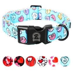 MR.CHUBBYFACE Valentines Day Dog Collar MR. CHUBBYFACE Blue Love Dog Collar Cute Boy Girl Dog Collars for Small Medium Large Dogs