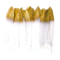 AWAYTR 50pcs Dipped Gold & Silver Goose Feathers 6-8 inch Natural Feather for a Variety of Crafts and Apparel (Gold&White)