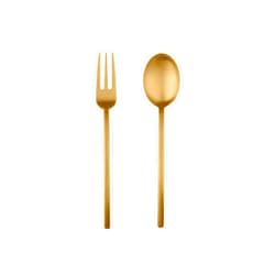 Mepra Due Ice Oro Serving Set – Brushed Golden Finish, Dishwasher Safe Cutlery for Fine Dining