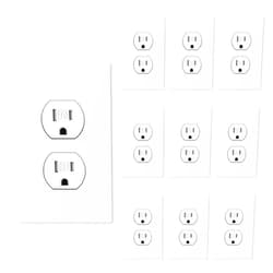 ELEGRP Matte White Tamper Resistant Duplex Outlets, Mid Wall Plate Included,15A 125V Standard Electrical Duplex Receptacle TR Wall Outlet, 5-15R, Self-Grounding, Residential Grade, UL Listed (10 Pack)