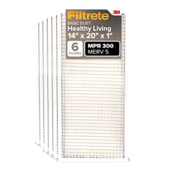 Filtrete 14x20x1 AC Furnace Air Filter, MERV 5, MPR 300, Capture Unwanted Particles, 3-Month Pleated 1-Inch Electrostatic Air Cleaning Filter, 6-Pack (Actual Size13.81x19.81x0.81 in)