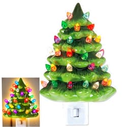 Jefuzh Christmas Tree Night Light - Plug in Resin Vintage Night Light,Decorations Indoor, Room Home Decor and Accessories, 360 Degree Swivel Plug,Wall Decor Night Light (1)