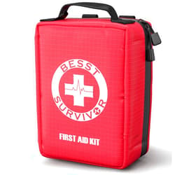 Besst Survivor Upgrade First Aid Kit -Premium Labelled Compartments Molle System Trauma Kits -Emergency Medical Kits for Car, Home, Hiking, Camping and Outdoor Emergencies -221 Pieces Set