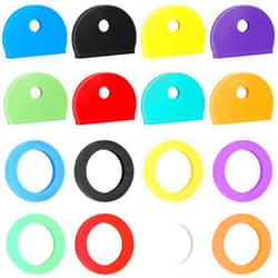 Vibit 16 Pack Colorful Plastic Key Cap Tags and Identifier Covers for Standard Flat House Keys (Not for Odd-Shaped Keys), 2 Styles
