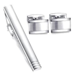HONEY BEAR Rectangle Cufflinks Tie Clip Set for Mens Business Wedding Gift