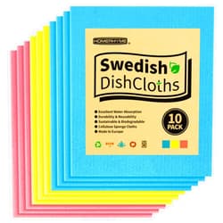 HOMERHYME Kitchen Towels, 10 Pack Dish Towels for Kitchen, Absorbent Swedish Dishcloths, Multipurpose Kitchen Cellulose Sponge Cloths, Reusable Washable Paper Towels for Home & Kitchen