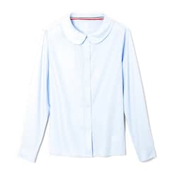 French Toast Girls Long Sleeve Woven Shirt with Peter Pan Collar (Standard & Plus)