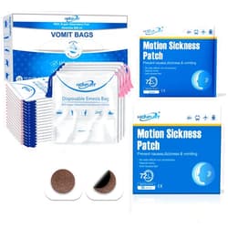 Hionfurt 32 Count Motion Sickness Patches & 26 Pcs Emesis Bags Disposable-Turns Vomit into Gel