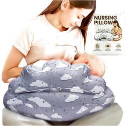 PILLANI Nursing Pillow – Plus Size Breastfeeding Pillows with Security Fence for Enhanced Support & Comfort – Removable Cotton Cover, Adjustable Waist Strap, Newborn Essentials Must Haves Baby Registry Search