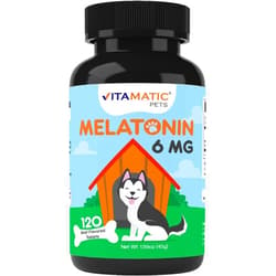 Vitamatic Melatonin for Dogs - 6 mg - 120 Beef Flavored Chewable Tablets ((Pack of 1))