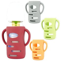 HUAKENER 4 Pack Silicone Sleeves with Handles for Dr Brown Baby Bottles, Anti Breakage Baby Bottles Holder, Compatible Dr Brown Wide-Neck Baby Bottles 9 oz