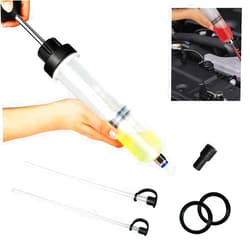 Jewkot 1 PC Manual Automotive Fluid Extraction Pump with Hose, 200CC Power Steering Transmission Automotive Brake Oil Pump with Gasket, Replacement Accessories, for Most Car Models (Transparent)