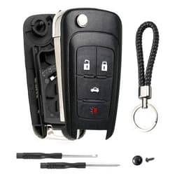 JJCHQ 4 Button Key Fob Keyless Entry Remote Shell Case Replacement for Chevy Cruze Equinox Camaro Impala Malibu Sonic Buick Regal Verano Encore Lacrosse GMC Terrain 2010 2011 2012 2013 2014 2015 2016-2021
