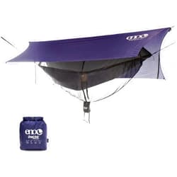 ENO OneLink Hammock System - Includes DoubleNest Hammock, Atlas Suspension System, Guardian Bug Net & ProFly Rain Tarp - Set of Essentials for Camping, Hiking, or a Festival - Navy/Olive
