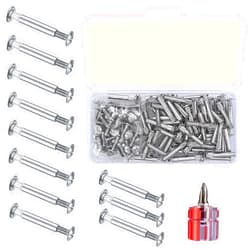 Bnnrjia Furniture Joint Connector Bolt & Sleeve Cap Nuts, 130 Pcs Furniture Screws Connectors with Binding Barrels, Cabinet Panel Connector Screws with Philips Head Screws for Wood Cupboard Bed