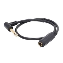 Acouto 6.35mm Male to Female Audio Cable 0.5m 1/4in Right Angle Stereo Extension Adapter Cable for Microphone
