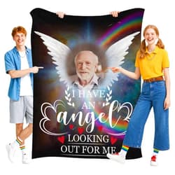 VIPOPSA Personalized Memorial Photo Blankets,Memorial Blankets with Pictures Custom Throw Blanket Gift for Loss of Dad Grandpa Grandma