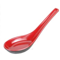 JapanBargain 2384, Set of 8 Soup Spoons Asian Japanese Chinese Wonton Soba Rice Pho Ramen Noodle Soup Spoons, Red/Black