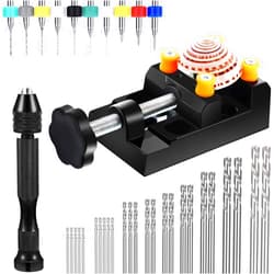 Mudder 37 Pieces Hand Drill Tool Set, Pin Vise Hand Drill, Miniature Drill Mini Twist Drill Bit, Bench Vice for Craft Carving Resin DIY Jewelry Making(0.3-1.2 mm PCB Drill)
