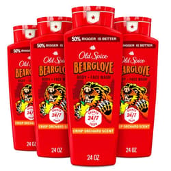 Old Spice Cleansing Body Wash for Men, 3X Defense, 24/7 Shower Fresh with Lasting Scent, 2-in-1 Body & Face Wash, Bearglove Scent, 24 oz (Pack of 4)