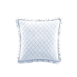 Brielle Home Ravi Stone Washed Solid Diamond Stitched Quilted Decorative Throw Pillow, 18x18, Light Blue