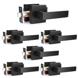 Probrico Matte Black Passage Door Levers Square Hall Closet Handles, Heavy Duty Interior Non-Locking Lever Sets, Reversible for Right & Left Side, 6 Pack