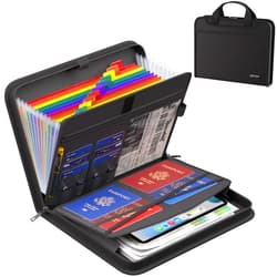 ENGPOW Accordion File Organizer,Fireproof Expanding File Folder with Multi Pockets,13 Colorful Pockets Document Organizer with Handle & Labels,Portable Home Travel Safe Storage for Letter A4 Files