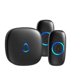 SECRUI Wireless Doorbell with 2 Buttons, Waterproof Mini Door Bell 1,000ft Range 110dB Mute Mode 58 Door Chimes & Colorful LED Flashing - Black