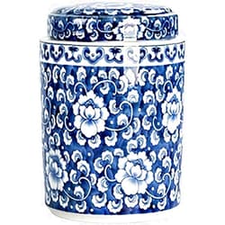 ROPCVAX Porcelain Vases Ceramic Ginger Jar Vase China Ming Style Porcelain Flowers Ceramic Covered Jar Vase Small Tea Caddy Airtight Can Decorative Storage Container Porcelain