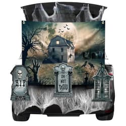 MGahyi Halloween Trunk or Treat Archway Garage Decoration with Tombstones,Spider Web for Car Garage Door Archway Car Decor Outdoor Trunk or Treat Party Supplies (Tombstones Style)