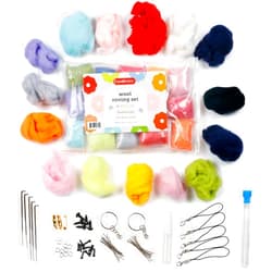 Incraftables Wool Needle Felting Kit (15 Colors). Best Wool Felting Kits for Beginners, Pros, Adults & Kids. Wool Roving Felt Supplies Starter Set with Plastic Eyes, Landyads, Keychains & Glue