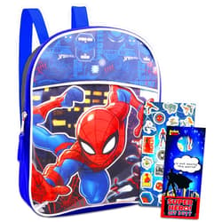 Marvel Shop Spiderman Mini Backpack for Kids - 2 Pc Bundle With 11'' Marvel Spiderman Preschool Backpack for Boys, Girls, and Spiderman Stickers (Spiderman School Supplies)