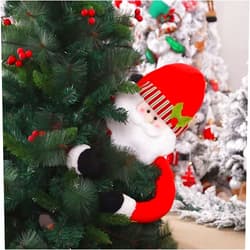 JX Lecal Christmas Tree Topper Santa Head Hugger Xmas Trees Ornaments for Winter Wonderland Decoration Christmas Party Supplies, Red, 108cm