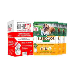 BleedStop™ First Aid Powder for Blood Clotting (4x15g, Pouches) and BleedClot Pet First Aid Powder (4x0.5oz, Pouches)